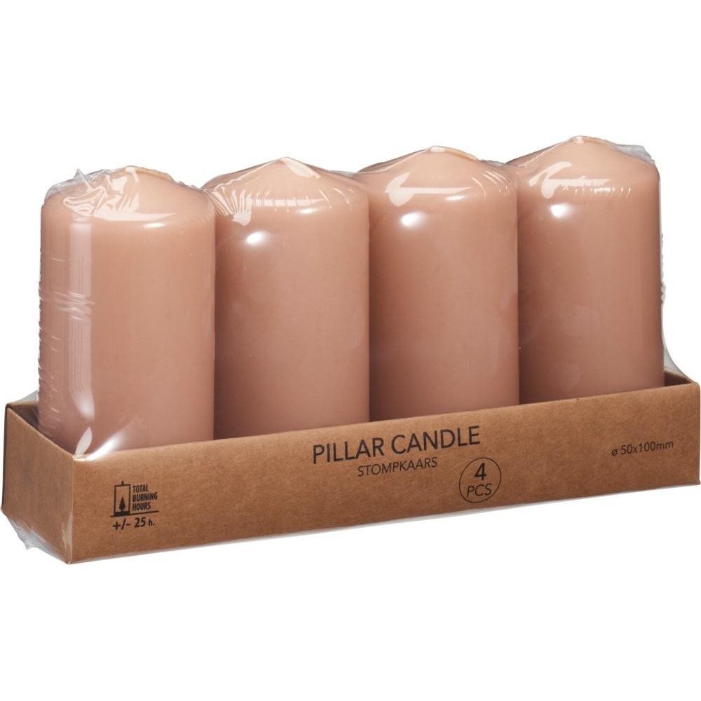 SET 4 CANDELE 5X10CM CARAMELLO